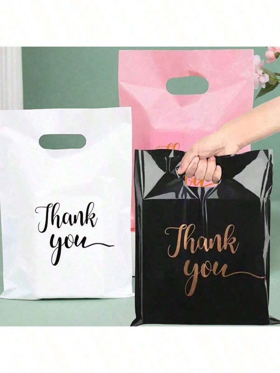 50 piezas Bolsas de regalo de agradecimiento, bolsas de envoltura de regalo para fiestas de bodas, cumpleaños, graduación, bolsas de compras reutilizables para joyas y cosméticos