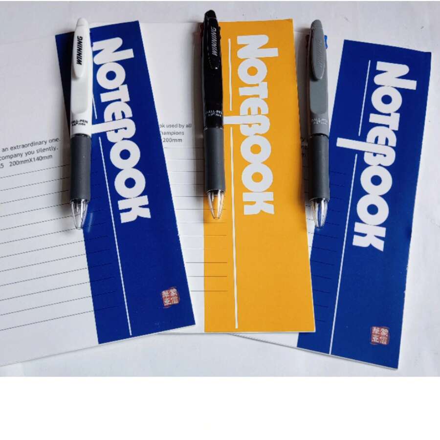 Cahier de bureau élégant A5 + stylo rétractable bicolore à pointe balle de 0,7 mm - pour une excellente écriture