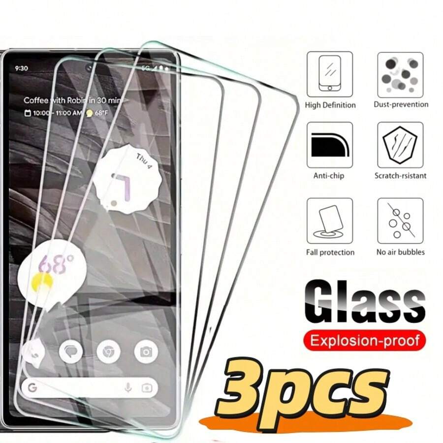 Set de 3 protectores de pantalla de alta definición aptos para las pantallas de Pixel 5/Pixel 6/Pixel 7/Pixel 8/Pixel 9 y otros modelos. Serie de películas protectoras anti-rotura y anti-arañazos, fácil de instalar, de alta definición y transparentes, sin burbujas, resistente a arañazos y caídas. Adecuado como regalo para cumpleaños, Pascua, Día del Presidente, Navidad, familia, amigos, niños, niñas y regalos escolares para compañeros de clase.