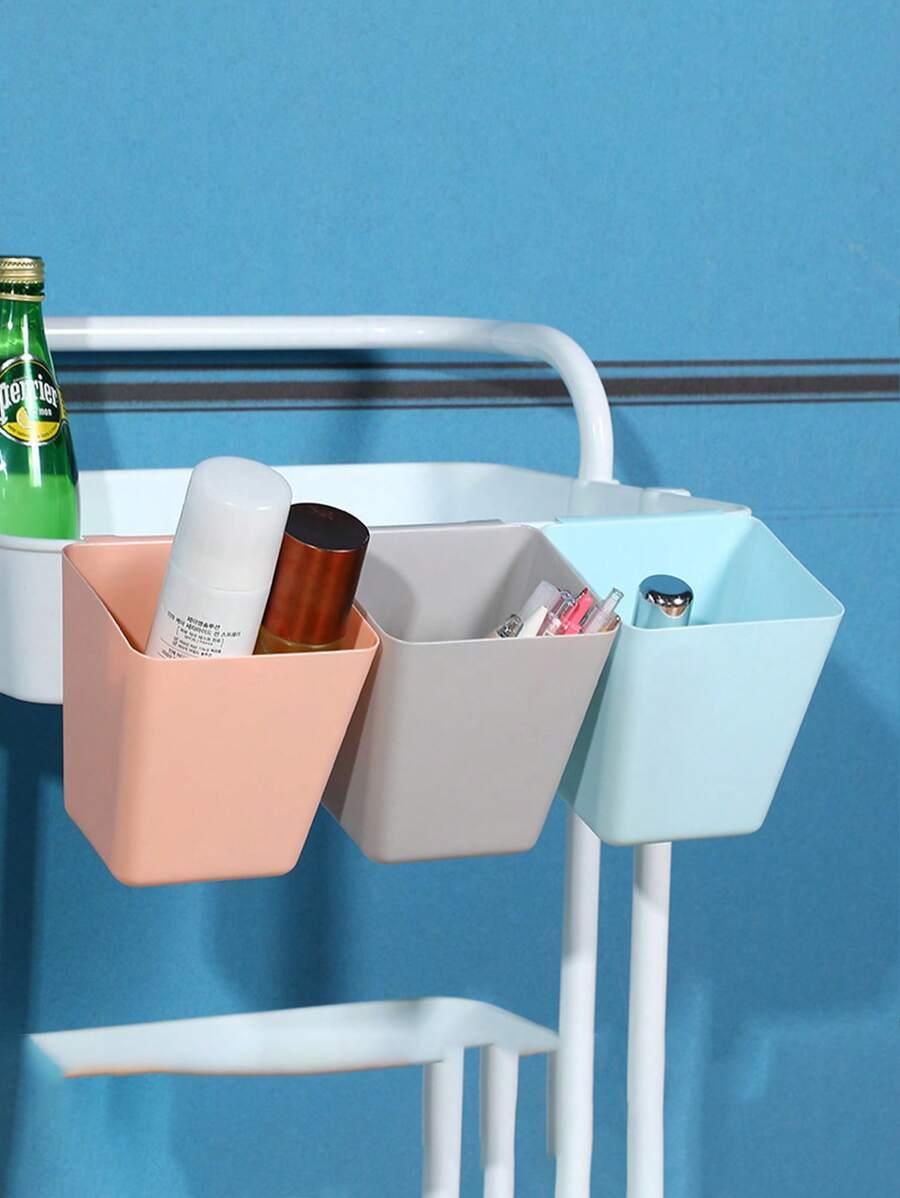 1pc/2pcs Set Bathroom Storage Bucket, Desktop Storage Side Table Hanging Baskets, Dorm Desk Hanging Beauty Cart Storage Box, Desk Pen Holder Storage Bucket