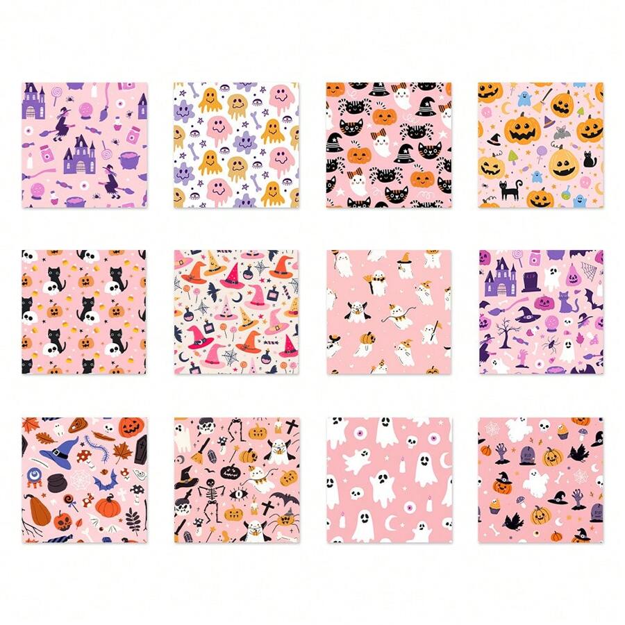 12pcs Halloween Handmade Journal Collage Materials Wrapping Paper. Can Be Used For Origami Crane Decorations. Halloween Themed Holiday DIY Craft, For Halloween, Halloween Decor, Fall Decor, Halloween Decorations, Goth, Halloween Party Supplies, Halloween Stuff, DIY, Mystery Box, Blind Box, Halloween Gift Halloween Decor Wedding Decorations Fall Decor.