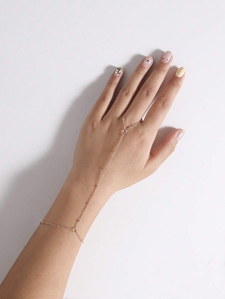 1pc Fashionable Pearl Finger Chain, Inexpensive & Delicate Bracelet Suitable For Women's Daily Wear