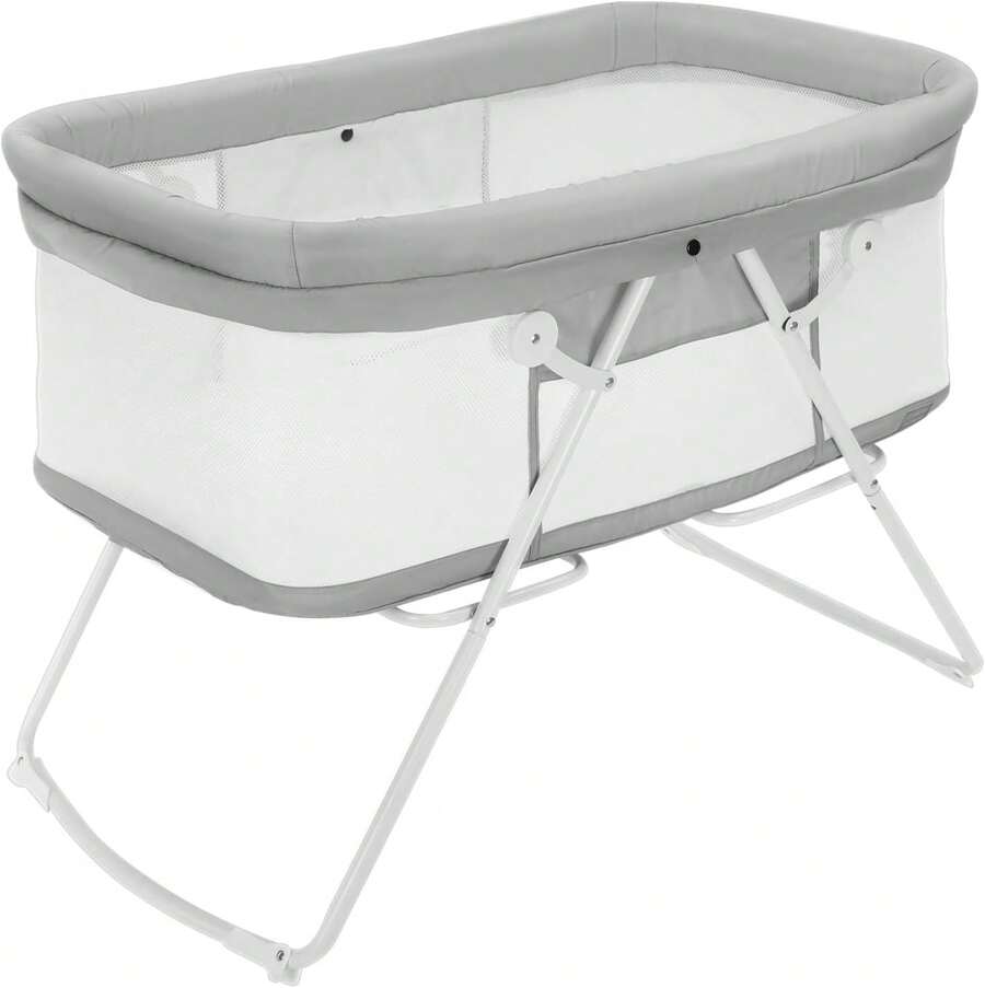 UBRAVOO Babybett, 2-in-1-Babybetten und Babywiegen, Einfach Zusammenklappbares Reisebett mit Matratze Inklusive, Multifunktionales Stubenwagen Baby für Neugeborene-Khaki