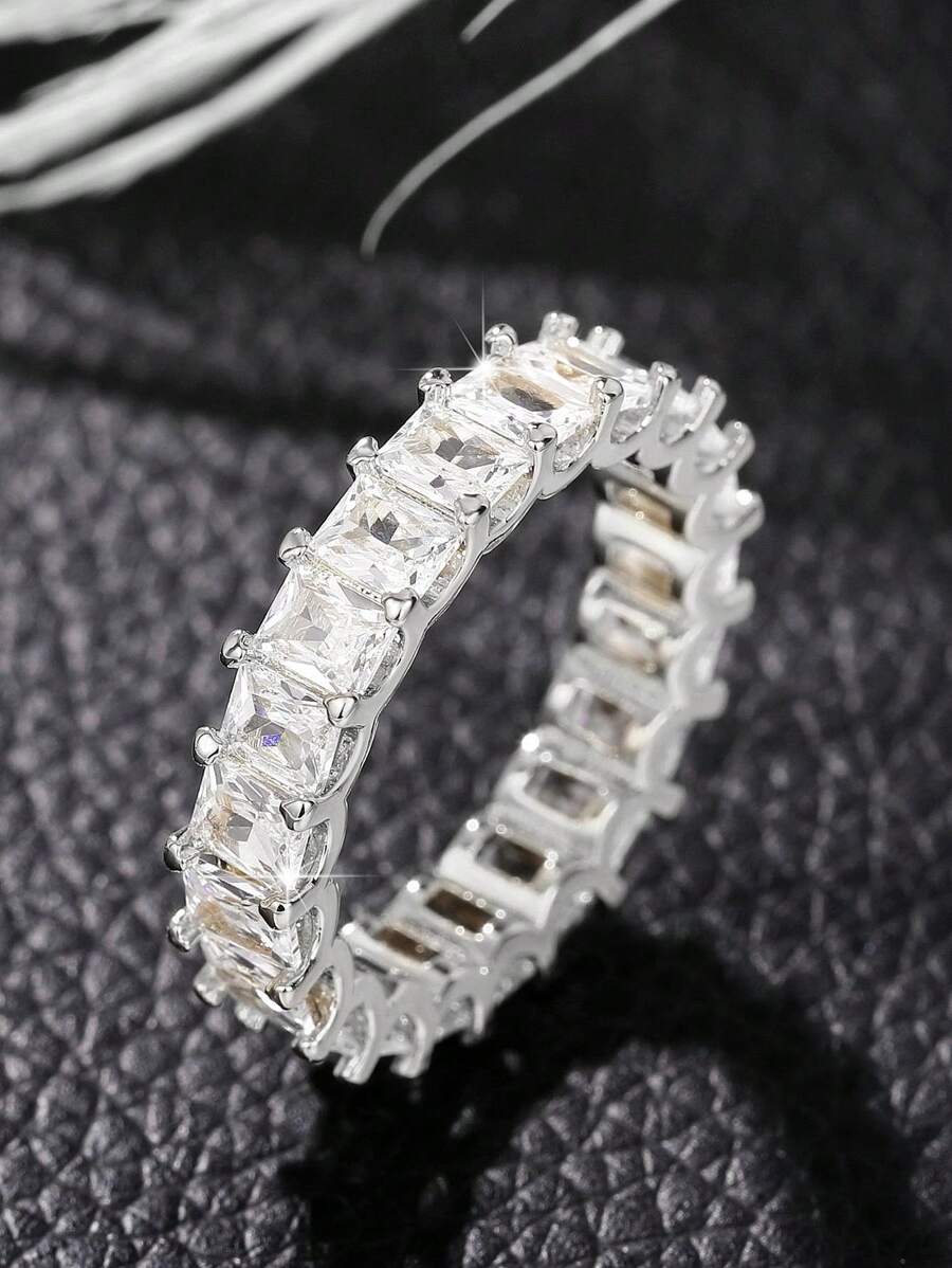 1 Stück hübscher kubischer Zirkonia Ring für Frauen für Hochzeit Verlobung Jahrestag Party Schmuck Valentinstag Geschenk