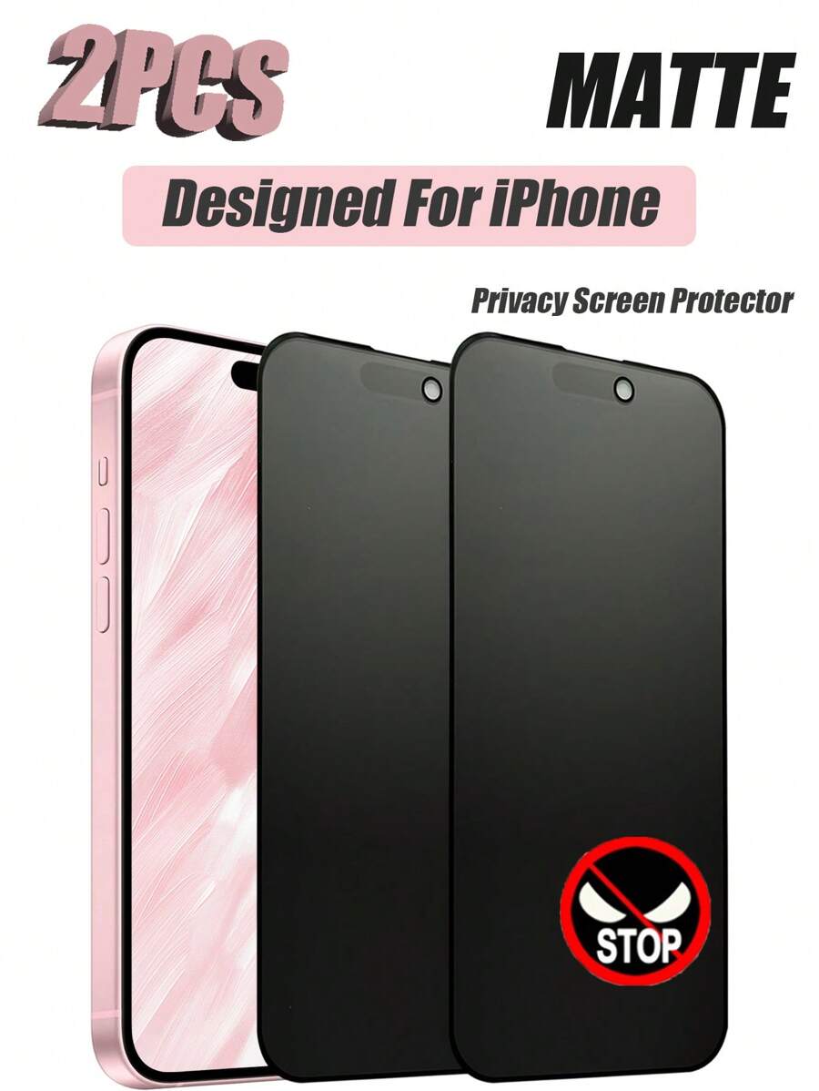 3 Peças Protetor de Tela de Telefone de Vidro Temperado Fosco HD, À prova de poeira, À prova d'água, Compatível com a Série 11-16 e todos os Cases de Telefone, Anti-impressão digital, Anti-queda, Anti-arranhão, Anti-colisão, Proteção de Privacidade