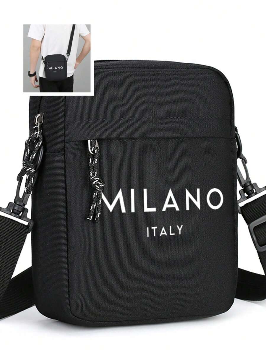 Borsa a tracolla Oxford da uomo, stile casual, Milano Italia, di grande capienza, borsello verticale Oxford, cinturino regolabile, borsa a spalla per pendolarismo quotidiano, colore nero - non lavare, disponibile in vari stili
