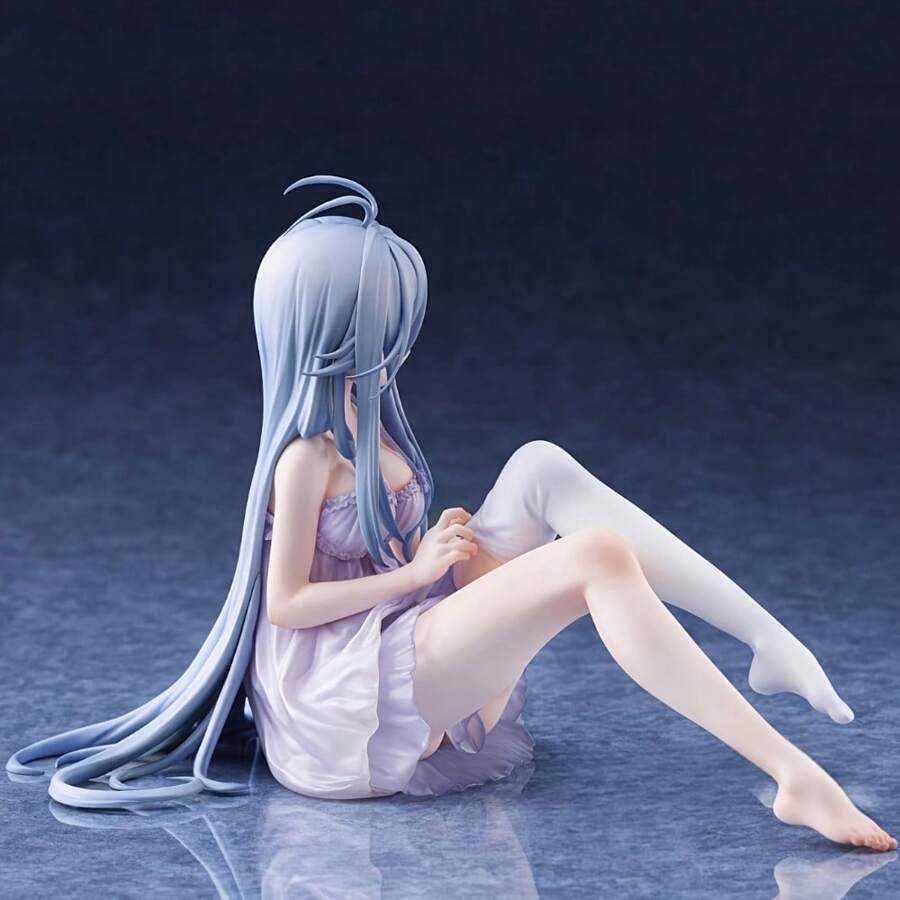 Affascinante statua di ragazza anime in PVC blu - perfetta per decorare la scrivania e come collezione. Idea regalo ideale per le feste.