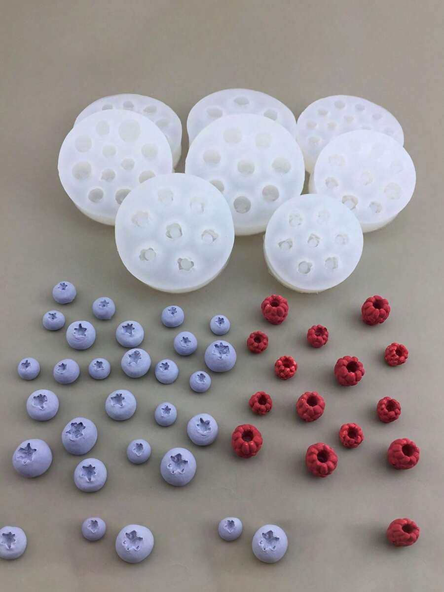 1 pieza Molde de silicona con diseño de arándano, frambuesa y mora