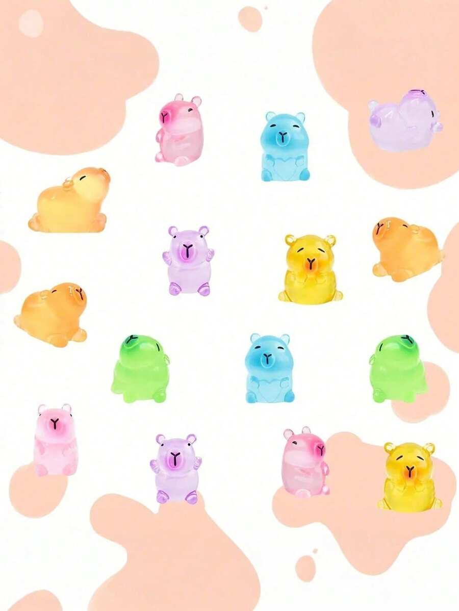 6/12/24pcs Miniature Capybara Ornament, Mini Capybara Resin Charms Glow In The Dark Little Capybara Capybara Mini Luminous Capybara Mini Resin Figurines Tiny Animals Ornament Toy For Jewelry Making Garden Micro Landscape Aquarium Decorations Garden Decoration Outdoor Decor Garden Accessories Fairy House Decoration