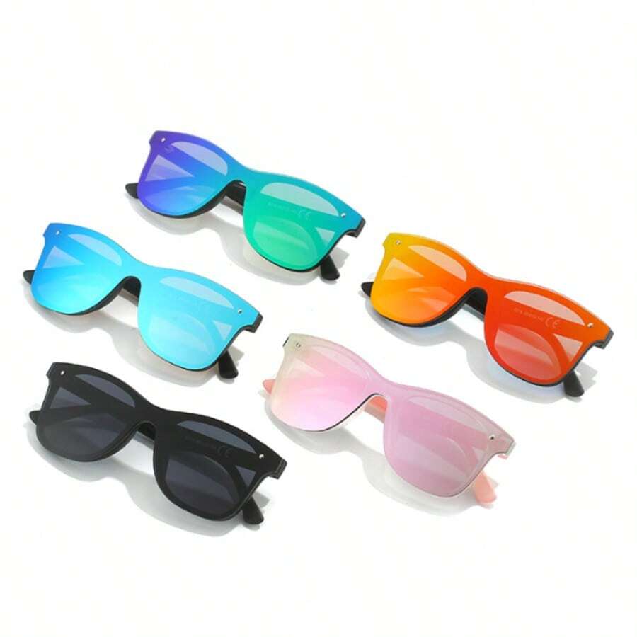 Óculos da moda coloridos de uma peça, estilo europeu e americano, marca clássica, mesmo estilo, óculos sem armação resistente ao vento