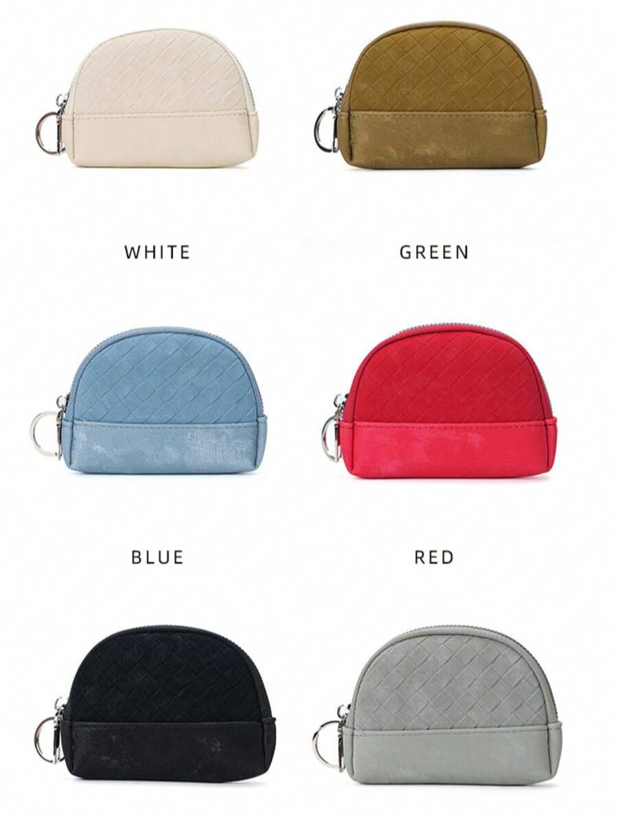 Bolsa Pequena de Moedas com Estampa Trançada em PU, Concha, Miniwallet de Alta Qualidade Delicada, Porta-chaves e Porta-moedas para Mulheres, Carteira de Dinheiro, Miniwallet, Carteira, Itens de Volta às Aulas, Carteira de Moedas