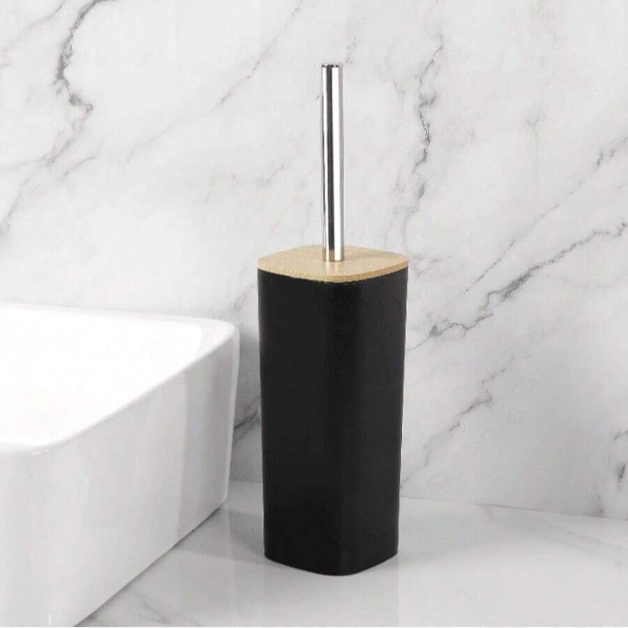 Un cepillo de inodoro de bambú y madera con mango largo, un conjunto de limpieza de inodoros para uso doméstico para inodoros, baños y letrinas, una herramienta mágica sin partes muertas