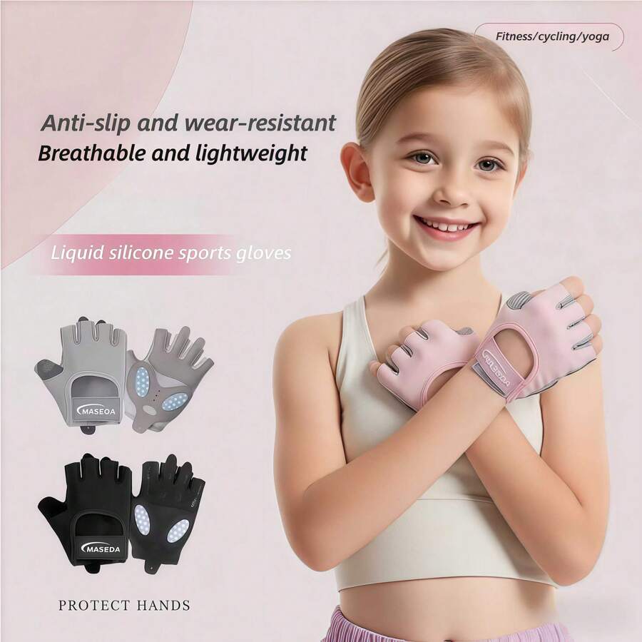 Guantes deportivos para niños para exteriores, para el verano, de 3 a 9 años, agarre antideslizante, adecuados para gimnasia, patinaje en línea, ciclismo