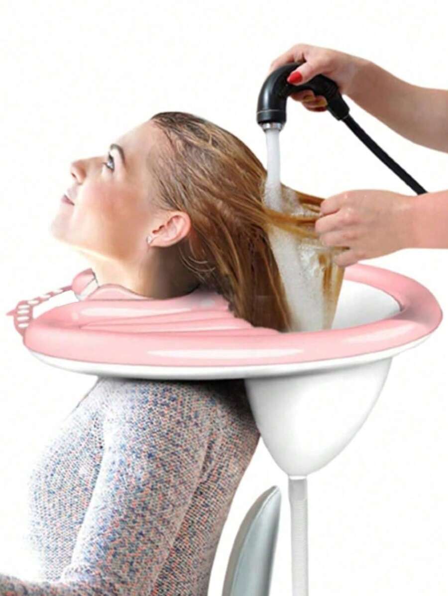 1 Stück aufblasbarer Shampoo-Waschbecken, tragbar für Bettkante und Bett, für Senioren, Behinderte, Schwangere, Verletzte, Bettlägerige, leichter Shampoo-Waschbecken für Behinderte, leichter Shampoo-Waschbecken, faltbares und flaches Design zum Waschen ohne sich vorbeugen zu müssen