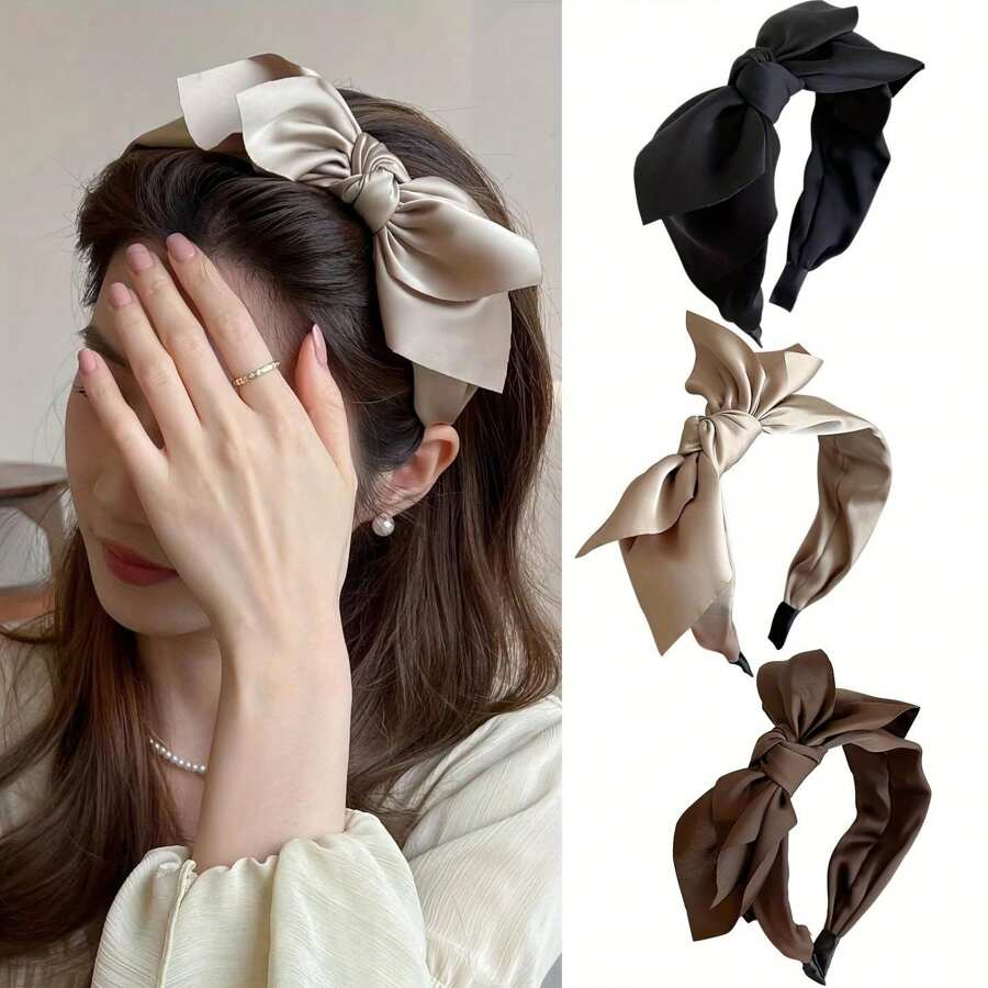 1pc Women Plain Wide Headband, Elegant Minimal, Suitable For Daily & Party Wear, Made Of Polyester, Hair Band, Hair Hoop