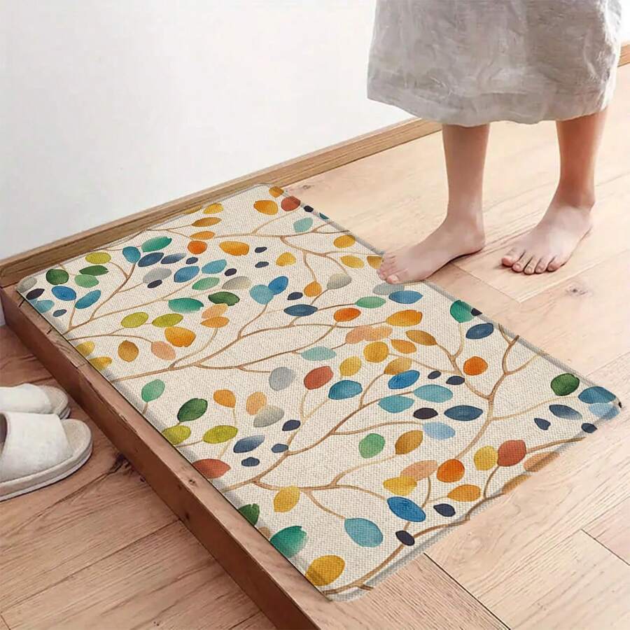 1pc Fresh And Rustic Kitchen Floor Mat, Made Of Polyester Fiber Material, Has Anti-Slip And Anti-Fouling Effects, And Is Suitable For Practical And Decorative Use In Kitchen, Living Room And Bedroom.