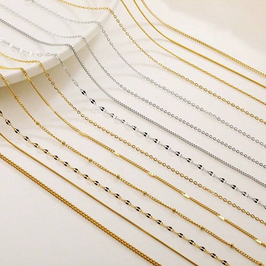 1/5/10 pièces Colliers chaîne minimalistes brillants, colliers chaîne à lèvres en acier inoxydable haute tenue de couleur, convenant au superposition, à l'assortiment quotidien et au DIY