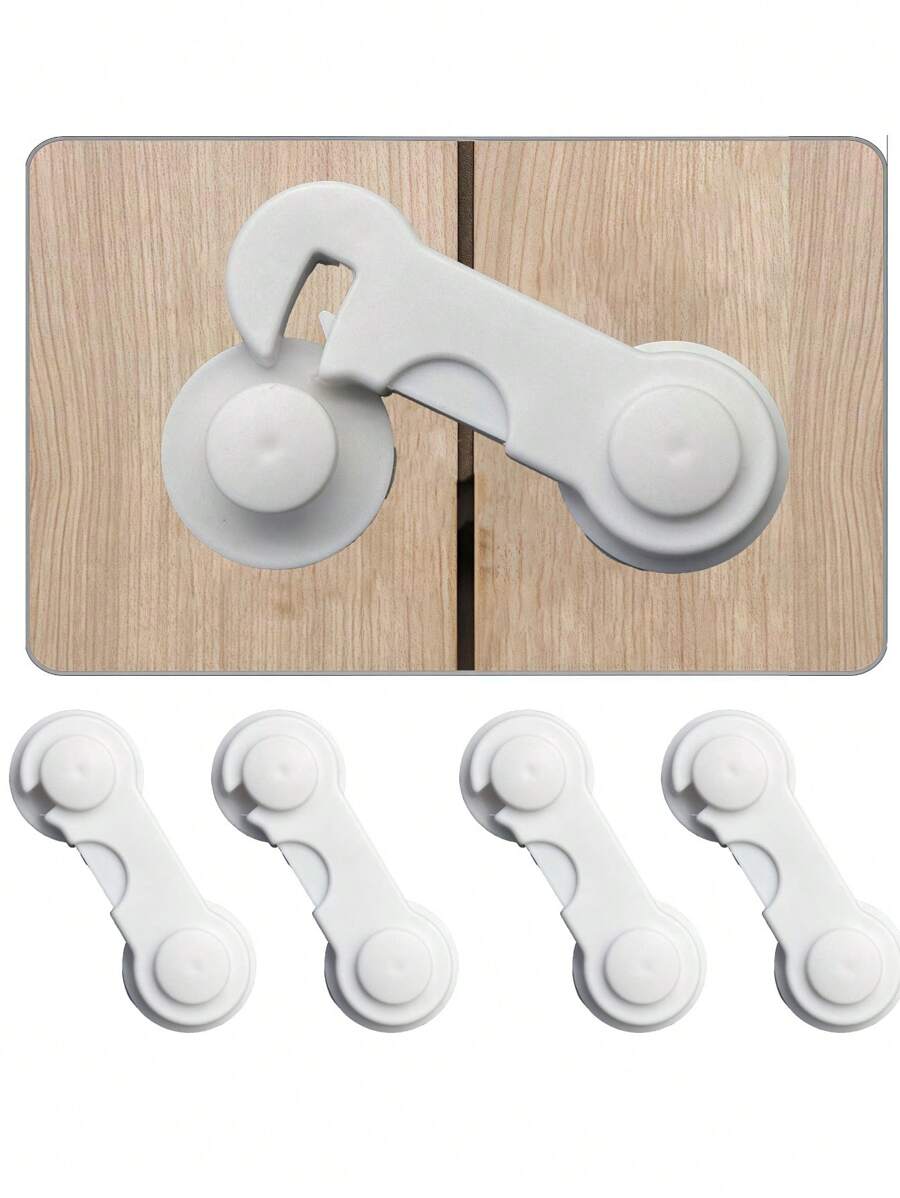 4 pièces Serrure de tiroir de placard à ouverture et fermeture d'un seul geste, réglable - Cadeau de Noël, Halloween, Thanksgiving, protection anti-pincement