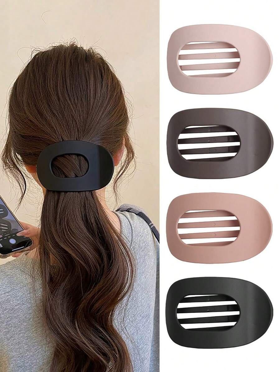 4 pièces Pince à canard ovale creuse mate minimaliste, support de chignon de haute qualité, grand clip à cheveux pour femmes, convient pour une utilisation quotidienne, extérieure, sportive, pour les rassemblements, les loisirs à la maison, polyvalent, excellent cadeau pour la fête des mères, Pâques, Thanksgiving