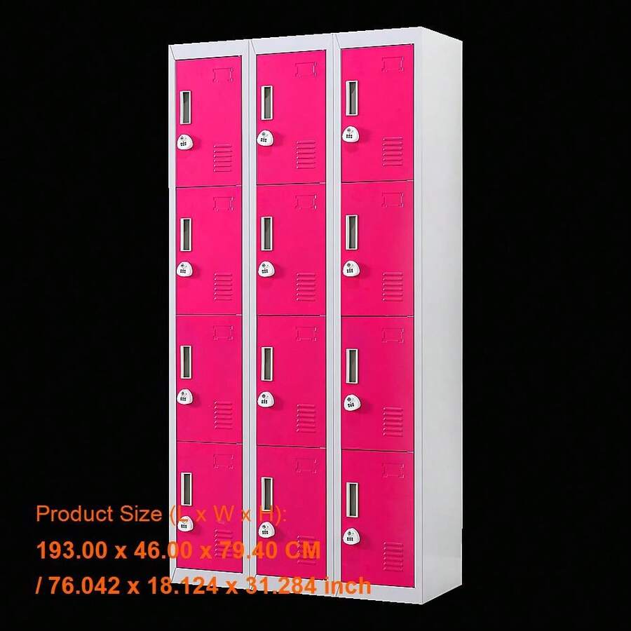 12-Door Storage Locker With 3-Digit Combination Lock - Ideal For Office, Gym, Shed, School, And Home Organization