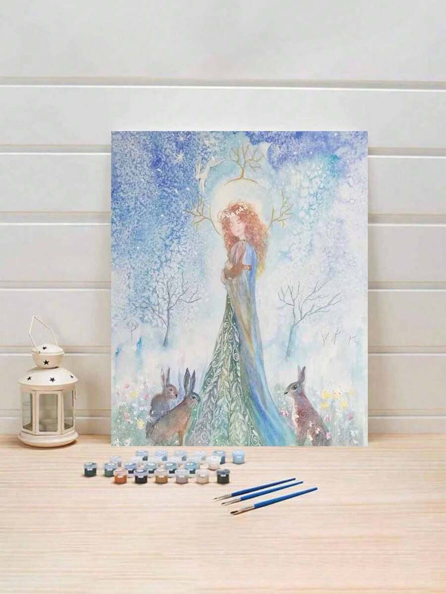 1 Set Bunny Girl Artistic Personality DIY Digital Painting Kit, Adult Handicraft, Unframed Artistic Oil Painting Set For Bedroom Decor And Art Wall Decoration, Simple And Fun Painting Method, No Painting Foundation Required, Fulfill Your Painter Dream, Immerse Yourself In The Colorful World, Each Stroke Is Self-Expression, Add Romantic Life, Best Gift For Family And Friends On Halloween, Christmas, Holiday, 40*50CM