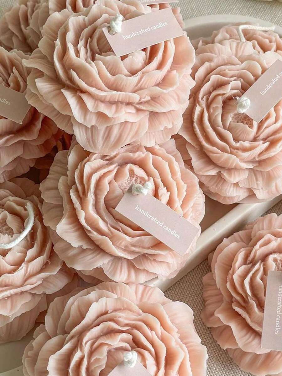1 pieza Molde de silicona en forma de flor de peonía, para hacer velas aromáticas 3D hechas a mano, piedra de fragancia de yeso, manualidades de resina, decoración del hogar, regalos del Día de la Madre, regalos festivos, decoración de fiestas