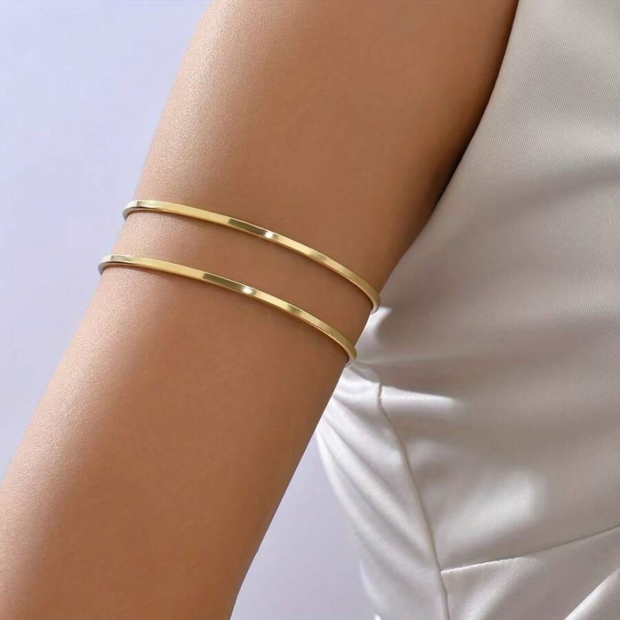 1 pièce Bracelet jonc mode en métal ajouré de forme géométrique