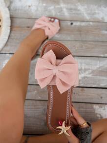 Light Pink Bow Flip Flops