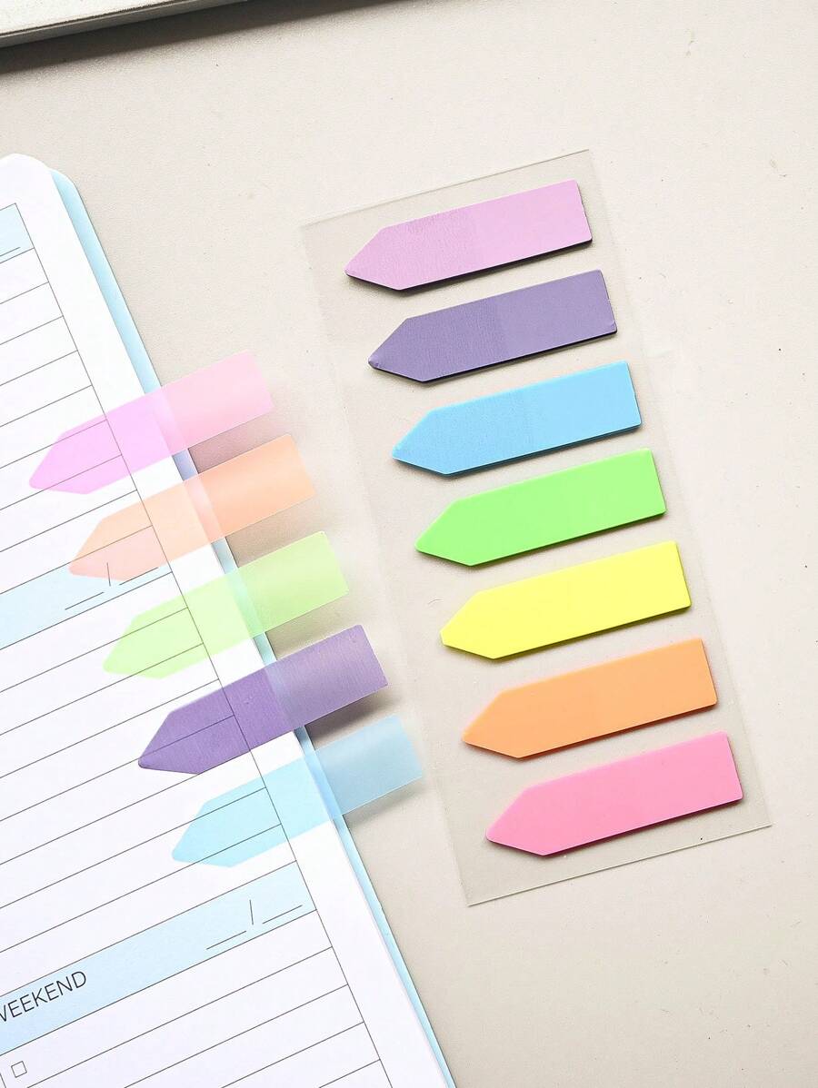 140 Sheets Of 1 PET Arrow Index Sticker Book Topic Label Paper Translucent Plastic Sticky Notes,School Supplies,Back To School