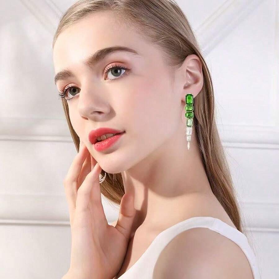1 par de pendientes colgantes largos de acrílico de moda, pendientes personalizados multicolor para mujeres, versátiles