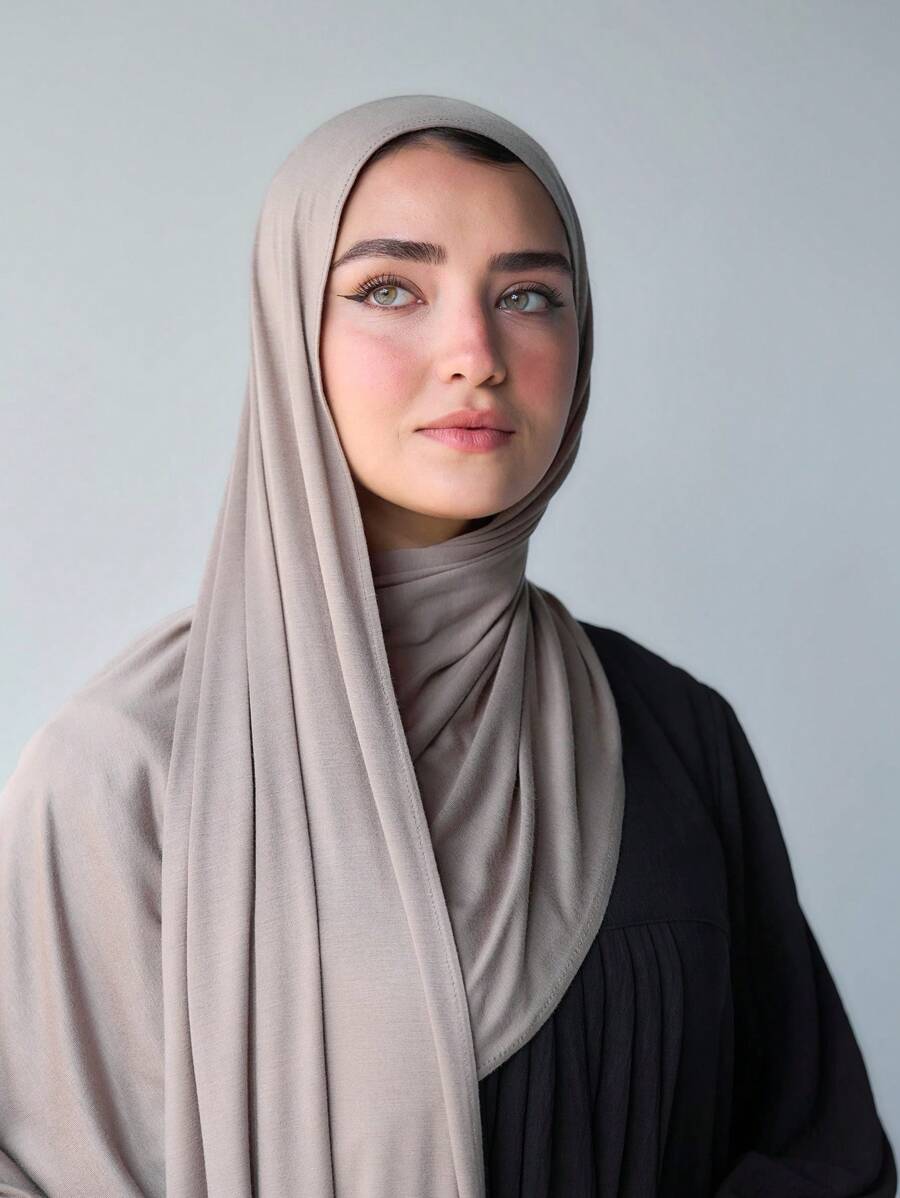 1 Peça Lenço Clássico Casual Elegante de Cor Sólida com Borda, Tecido de Malha Premium, Turbante, Adequado para Uso Diário, Passeios e Reuniões