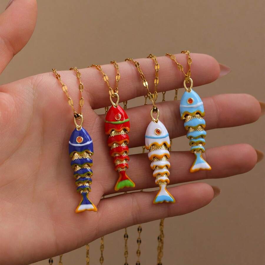 1 Peça Colar Tipo Pingente de Peixe Koi Dourado Estilo Europeu e Americano Popular, Colar de Peixe Koi da Sorte na Moda para Mulheres
