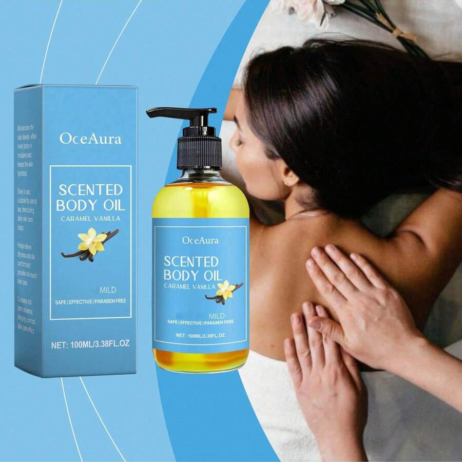 Karamell-Vanille Körperöl - feuchtigkeitsspendend, hydratisierend, nährendes Massageöl für die Pflege der Haut