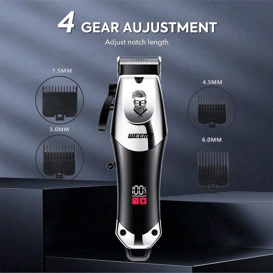 Professional 2-Piece Hair Clipper Set For Men And Women With LED Display For Home And Barber Shop, Washable And Precise Control