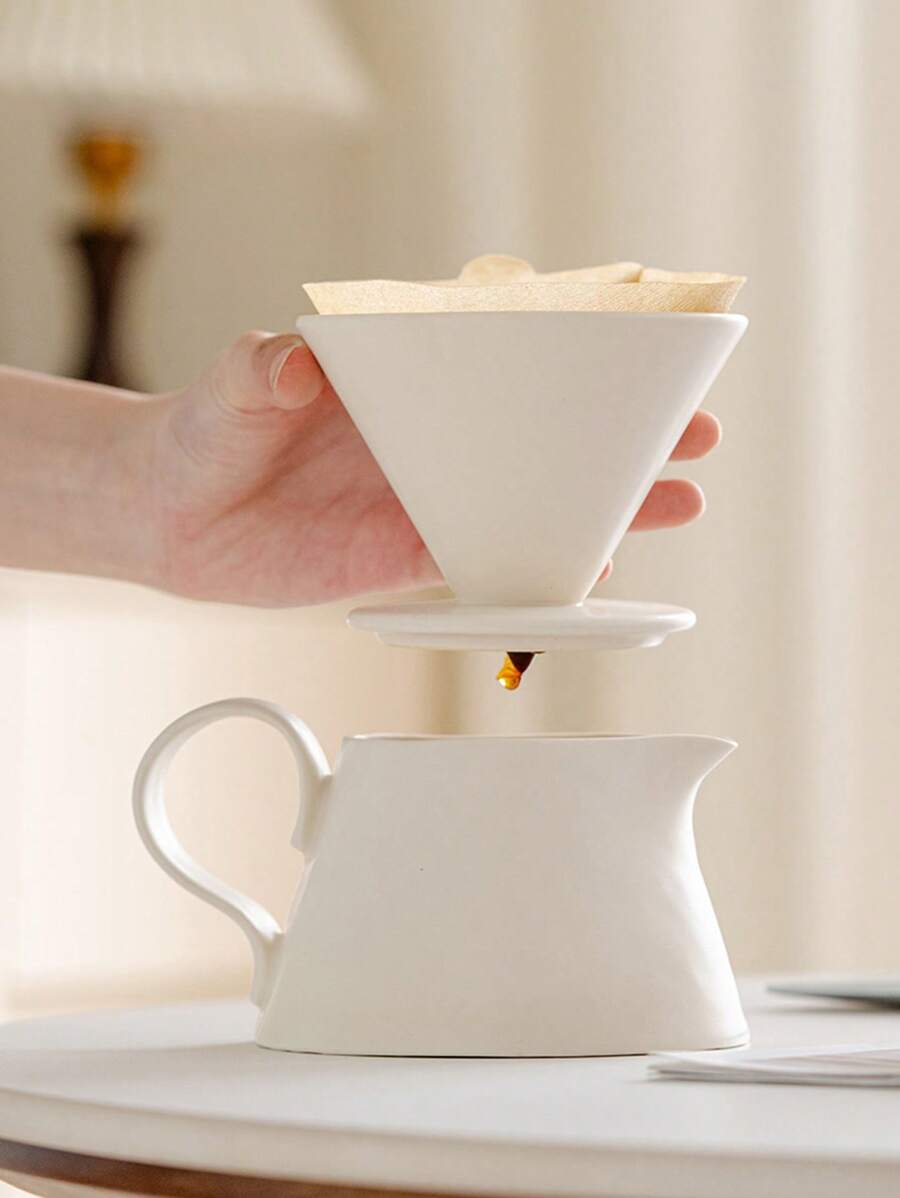 Ceramic Coffee Sharing Pot, Rough Terra Cotta Coffee Hand Brewing Filter Cup, Personalised Cream Wind Ins Coffee Mug For Bff Coffee Utensils Gift.