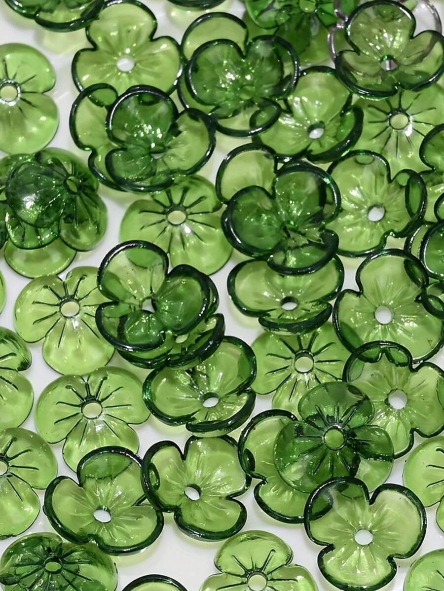 100 piezas / lote Cuentas acrílicas transparentes con forma de flor de 3 pétalos de 10 mm - Ideales para hacer pasadores de pelo, llaveros, cadenas de teléfono, collares y accesorios de joyería y manualidades DIY