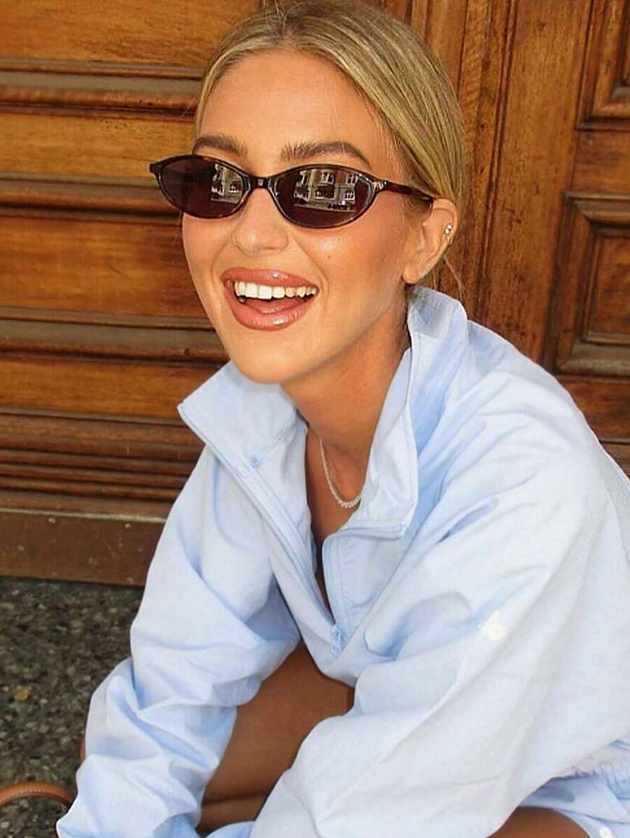 1 Piece New Vintage Oval Small Frame Fashion Glasses, Fashion High End Casual Street Photography Glasses Halloween Beach Accessories Ladies Glasses Shadow Basic Autumn Winter Women's Clothing Clothing Business Casual Gifts Bohemian Summer Beach Vacation, Outdoor,