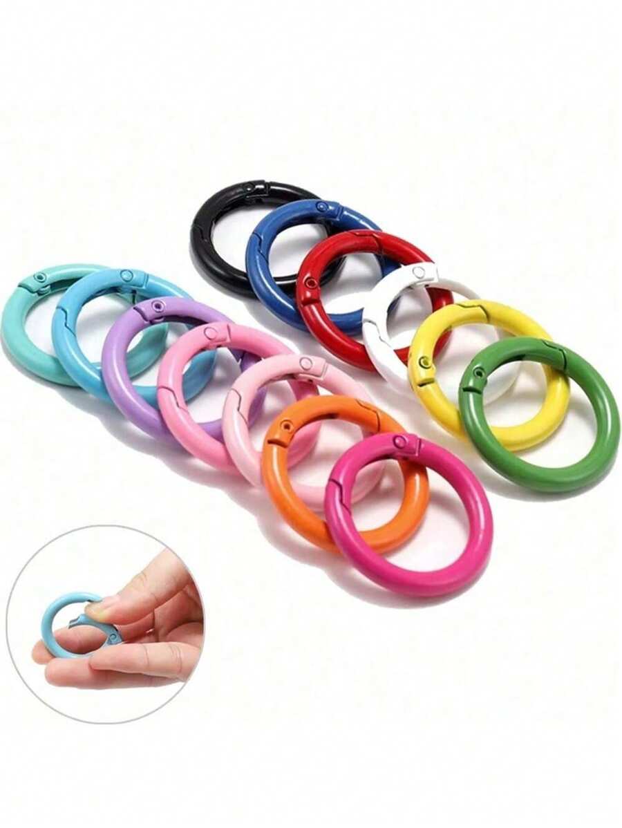 5 pièces/lot 10 couleurs anneau en métal à ressort ouvert Crochet à mousqueton rond pour porte-clés, chaîne pour chien, DIY pour fabrication de bijoux, boucle de connexion