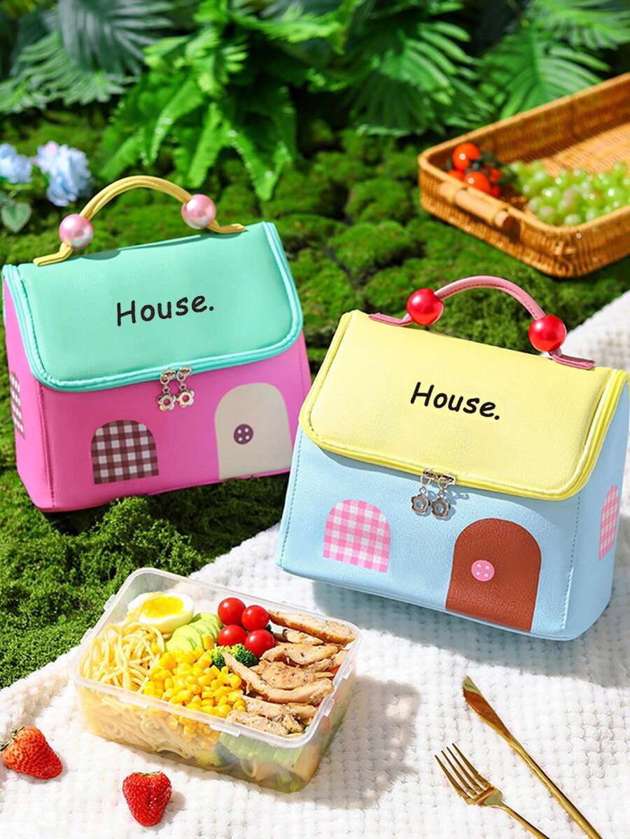 1pc Large Capacity Insulated Lunch Bag, PU Material With Zipper, Waterproof And Leakproof, Portable Use Design For Men And Women, Suitable For Office, School, Picnic, Beach - Refrigerable Cooler Bags For Teens, Adults, Teachers