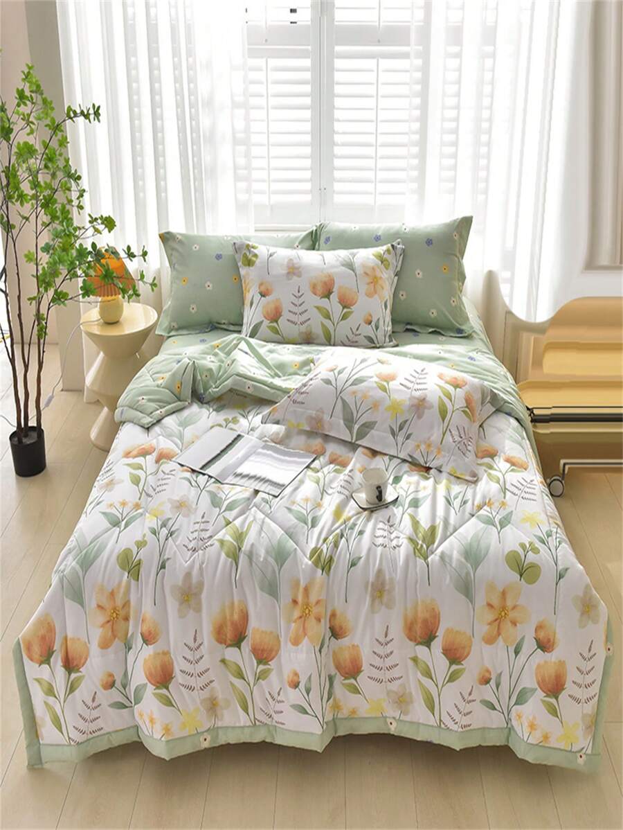 1pc Soy Fiber Printed Summer Quilt/Air Conditioning Quilt