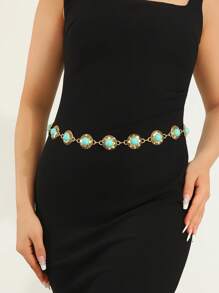 Pentagonal Gold-rimmed Blue Turquoise