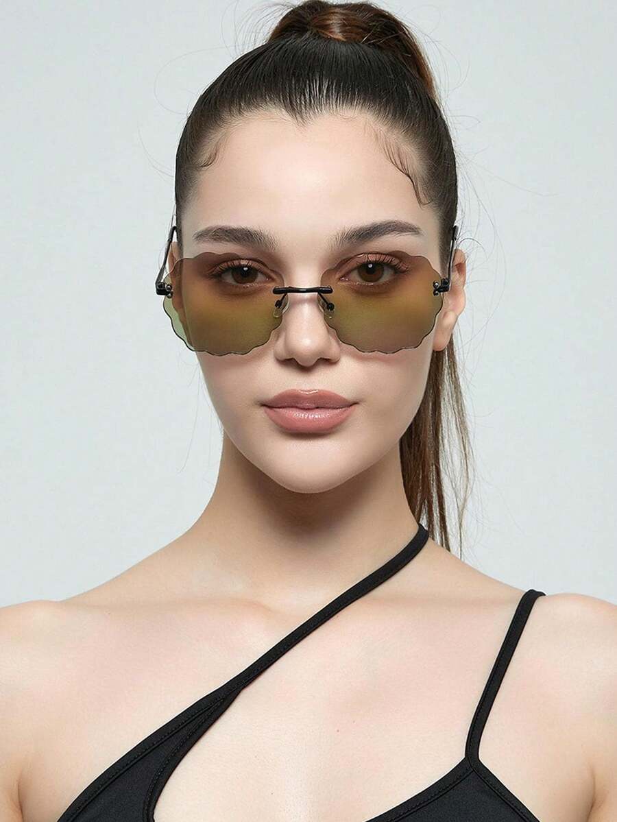 Novos óculos de moda sem armação com formato de nuvem, versáteis e fashionistas com formato irregular
