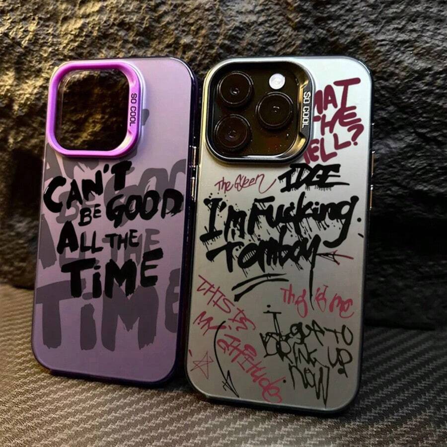 bandai Funda de teléfono personalizada con doble sombra y diseño desordenado en inglés compatible con iPhone 16 Pro Max, 15, 14, 13, 12, 11