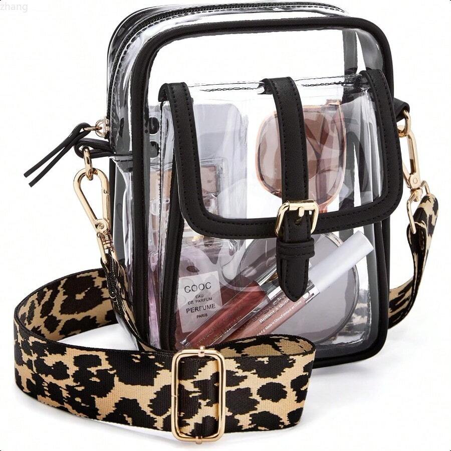 Missnine Clear Bag Stadium Approved PVC Crossbody Purse For Women Transparent Shoulder Concert Bag With Guitar Strap
