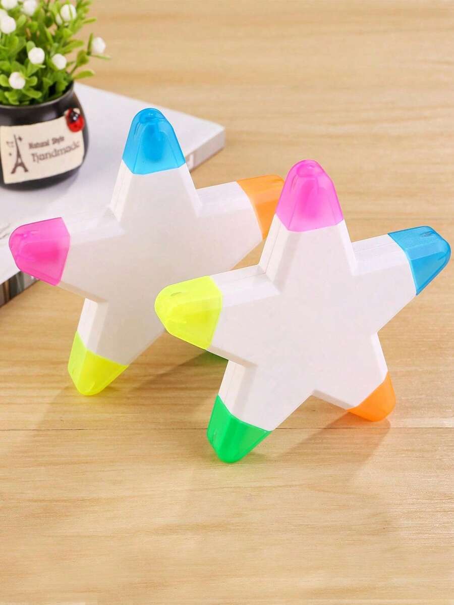 Slanted Five-Pointed Star Shaped Highlighter Pen Back To School School Stationery Stitch Pencil Case For School Pens Stich Notebooks Pencil Case Stationery Things For School School Stationery Desk Games Stickers Books School Stationery Piggy Bank One Piece Graduation Colors Highlighters