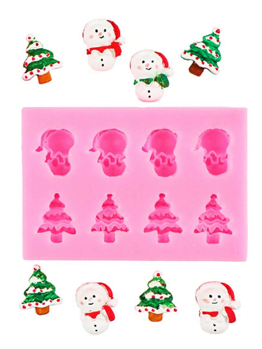 1pc Christmas Snowman & Bell Shaped Silicone Mold, DIY Craft Candle, Soap Making, Baking Decoration