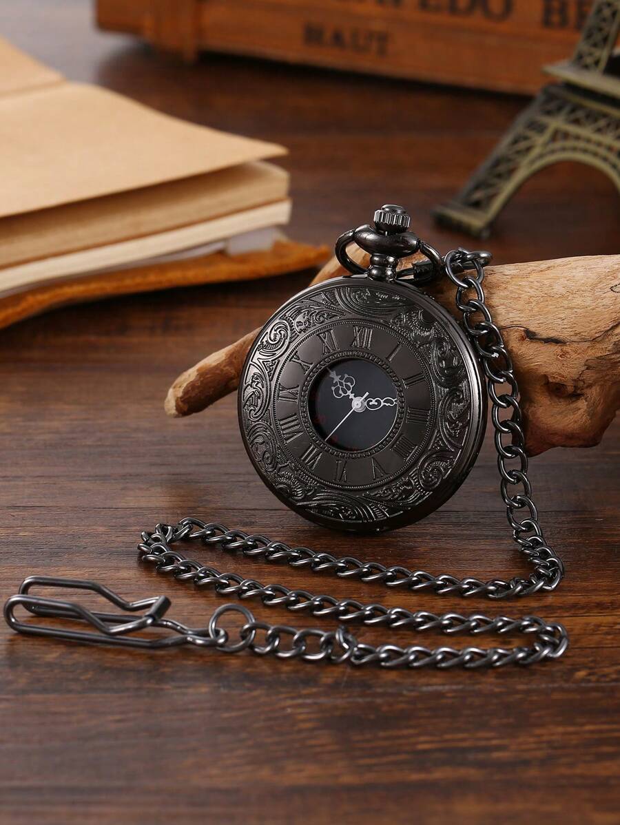 1 pieza Reloj de bolsillo vintage estilo británico con números romanos para hombres