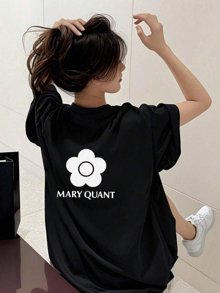 New Summer Women's Daily Casual Loose Round Neck White Short Sleeve T-Shirt, Printed With Cute Cartoon Characters, Fashionable And Versatile, Suitable For Women's Tops For Daily Wear.