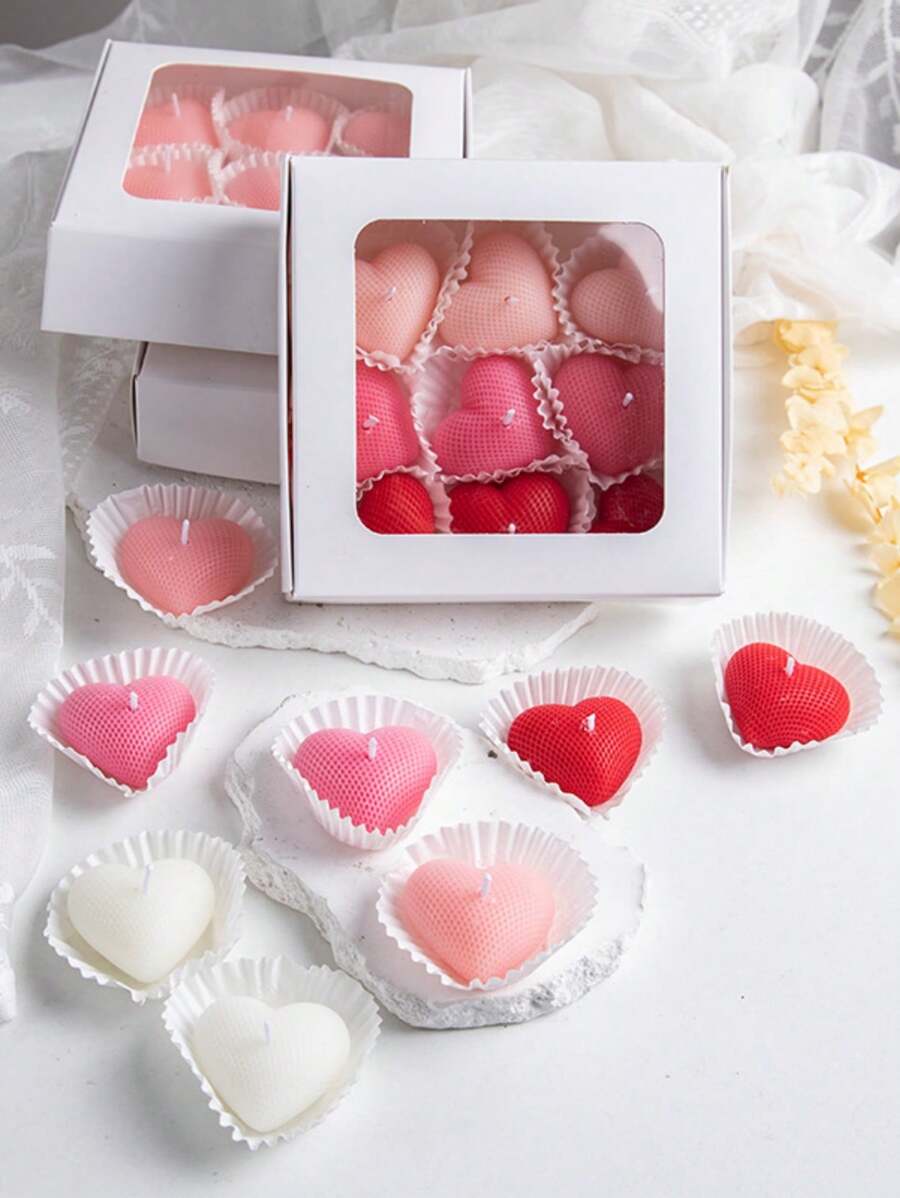 Velas con forma de corazón, velas de aromaterapia, velas con forma artesanal, DIY, props para fotos, adornos creativos, regalos de decoración de cumpleaños, para decoración del hogar, decoración de bodas, velas, decoración de habitaciones, regalo del Día de la Madre, regalos para damas de honor, velas, velas rosas, velas sin llama, velas perfumadas, bodas, velas