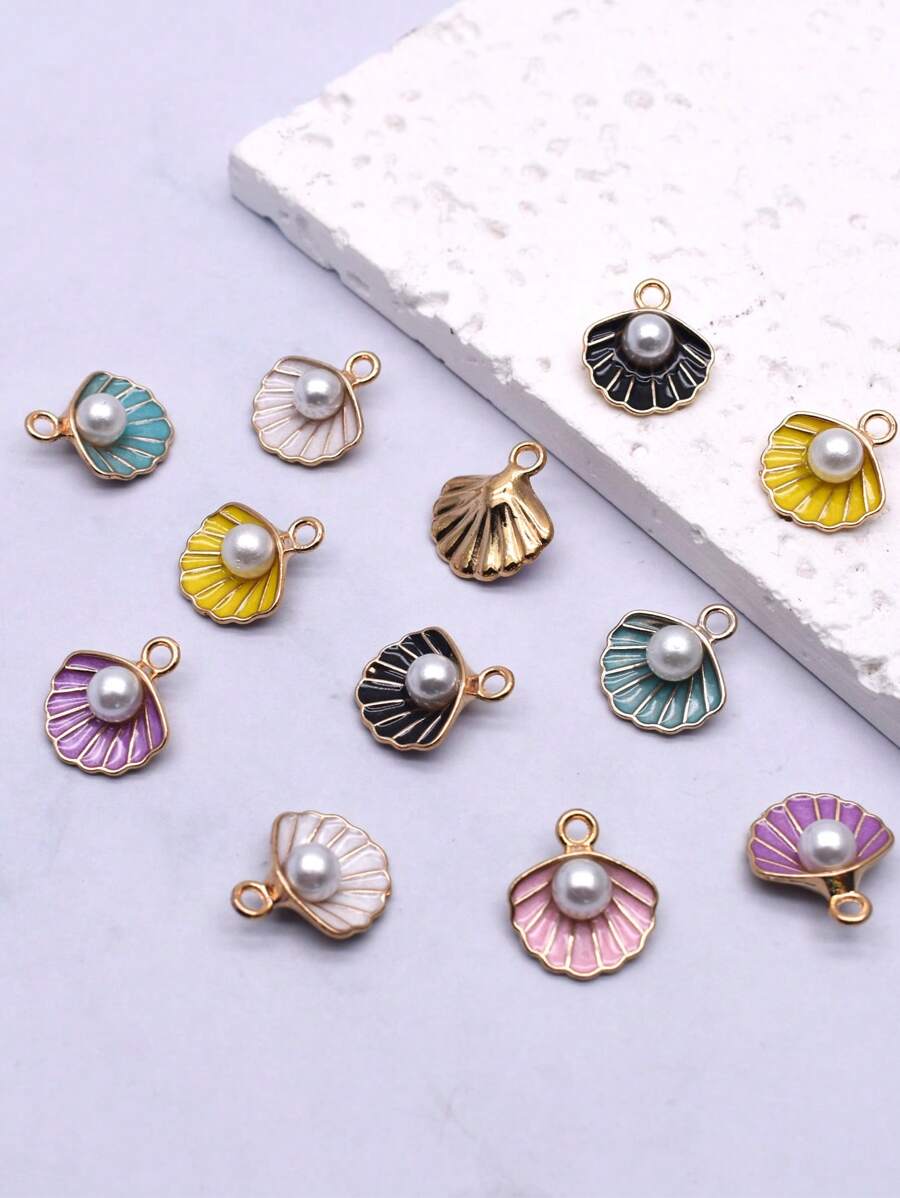 16mm 10Pcs 5 Pairs Faux Pearl Shell Pendant Earring Necklace Making Jewelry Accessories